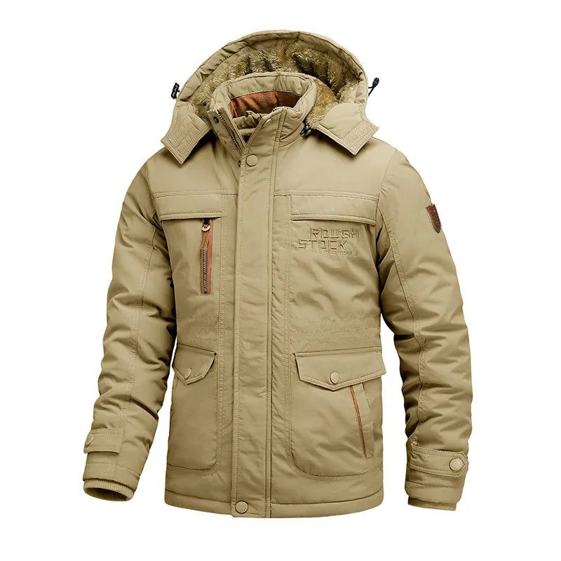 Vinterjakke til Mænd med Hætte - Robust Outdoor Jakke Polyester - Sort, Khaki, Grøn — Image 2