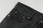 Stilfulde Herre Broderede Jeans Sort Denim Kryds Applikationer — Image 10