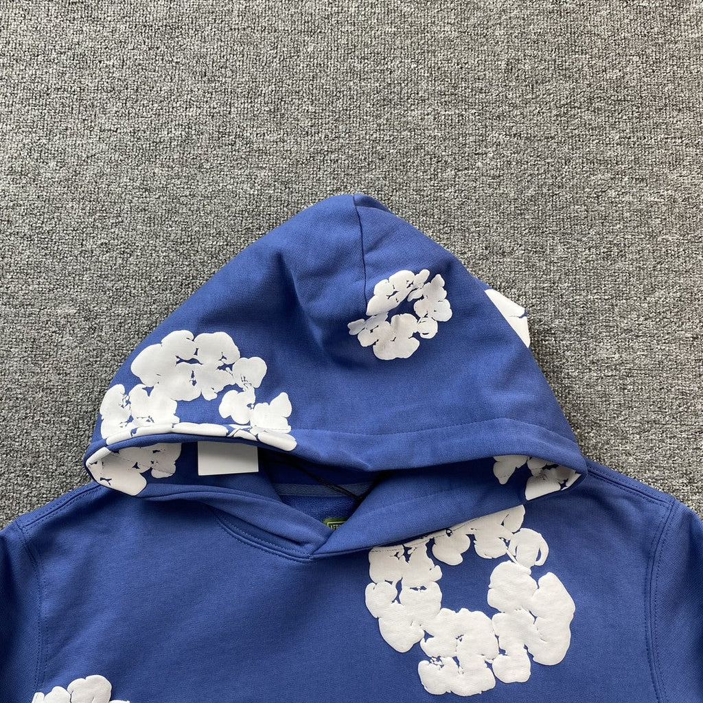 Denim Tears Unisex Hættetrøje Blomsterprint Blå Bomuldsblanding S-XL — Image 3