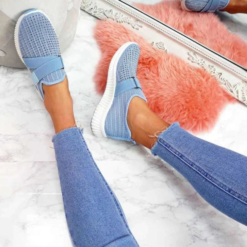 Unisex Slip-On Sneakers Åndbar Strik Elastisk Rem Forskellige Farver — Image 9