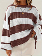 Stribet Striktrøje til Kvinder Lange Ærmer Bomuld Afslappet Pasform — Image 8