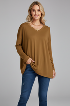 Women’s Top with V Neckline and Long Sleeves
