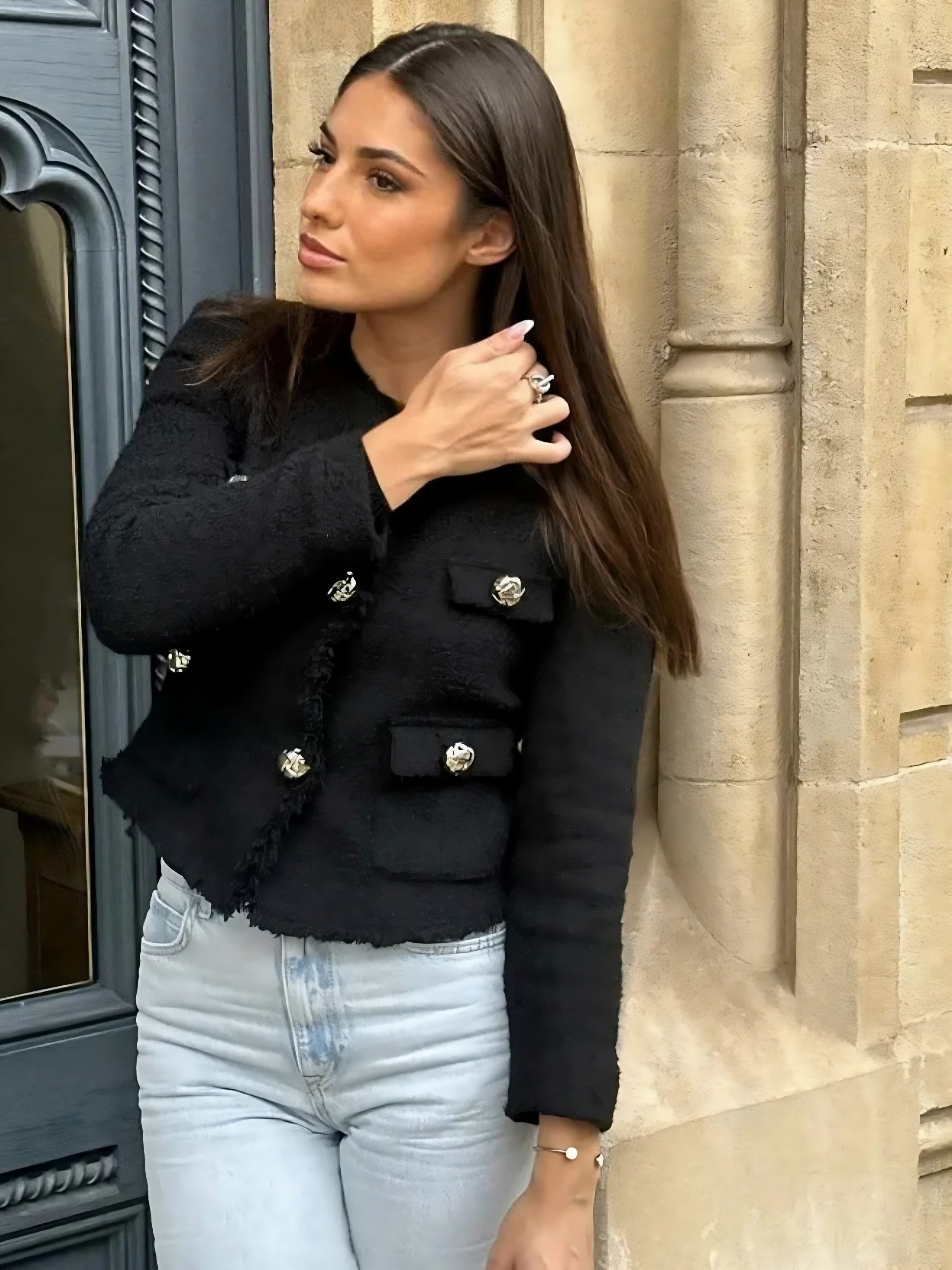 Elegant Bouclé Jakke til Kvinder - Beige, Sort, Rød, Hvid - Klassisk Design — Image 7