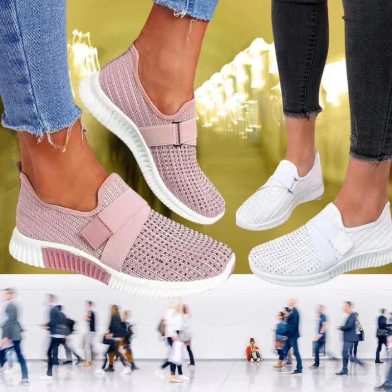 Unisex Slip-On Sneakers Åndbar Strik Elastisk Rem Forskellige Farver — Image 11
