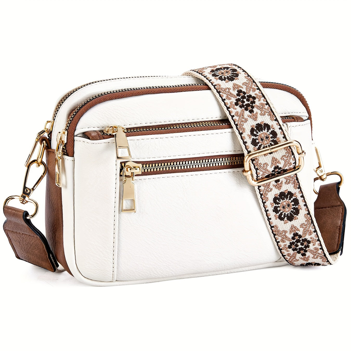 Dame Crossbody Taske PU Læder Justerbar Rem Brun — Image 4