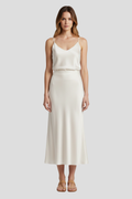 Women’s Midi Skirt with High Waist and Draped Cut