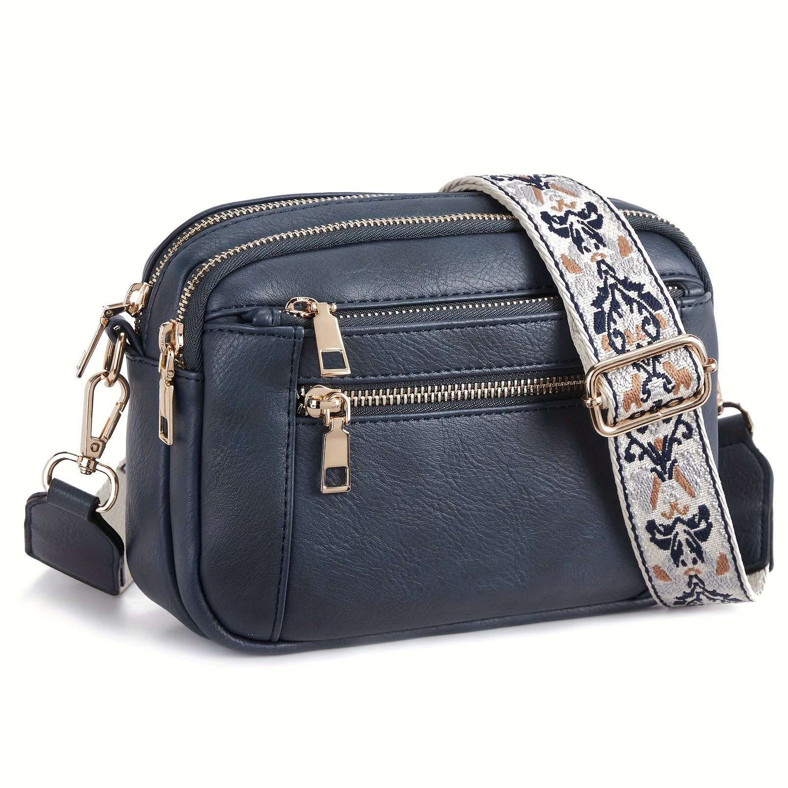 Dame Crossbody Taske PU Læder Justerbar Rem Brun — Image 5