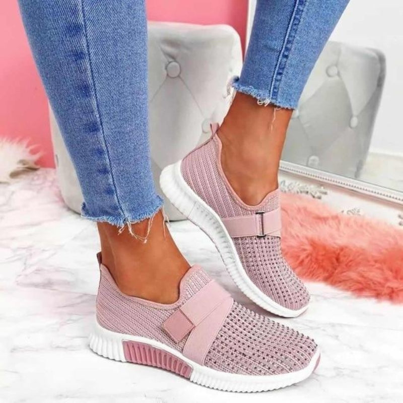 Unisex Slip-On Sneakers Åndbar Strik Elastisk Rem Forskellige Farver — Image 2