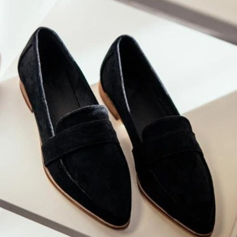 Brand Dame Loafers Ruskind Sort Leopard Flade Sko Elegant Komfort — Image 5