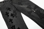 Unisex Denim Jeans med Krydsbroderi i Blå og Sort Bomuld — Image 17