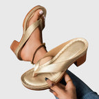 Women's Orthopaedic Sandals with Mid Height Heel for Summer