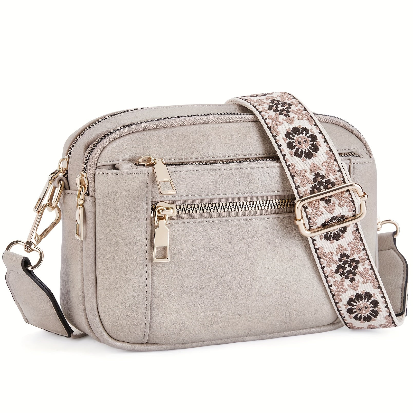 Dame Crossbody Taske PU Læder Justerbar Rem Brun — Image 2
