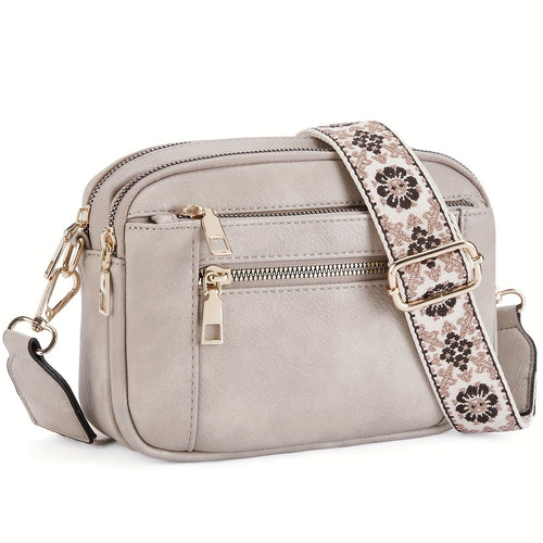 Dame Crossbody Taske PU Læder Justerbar Rem Brun — Image 2