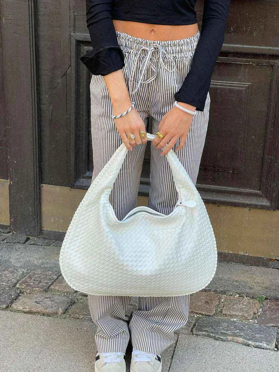 Elegant Flettet Håndtaske i Læder – Skuldertaske til Kvinder, Flere Farver — Image 6
