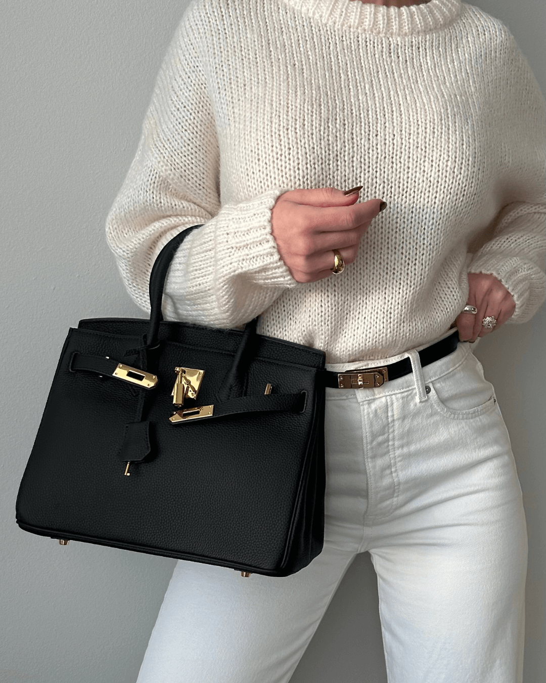 Elegant Læder Håndtaske Kvinder Klassisk Design Lås Justerbar Rem — Image 10