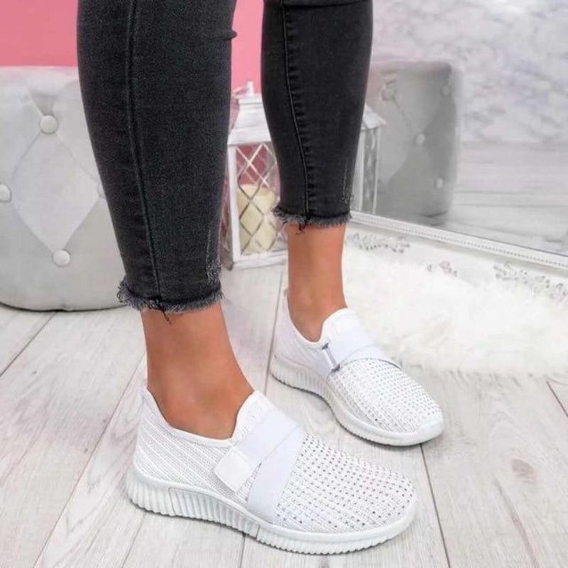 Unisex Slip-On Sneakers Åndbar Strik Elastisk Rem Forskellige Farver — Image 3