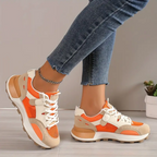 Dame Sneakers Åndbart Mesh Orange Beige Komfort Stødabsorberende Sportssko — Image 2