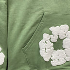 Denim Tears Unisex Hoodie Grøn Blomstermønster Bomuld S-XL — Image 4