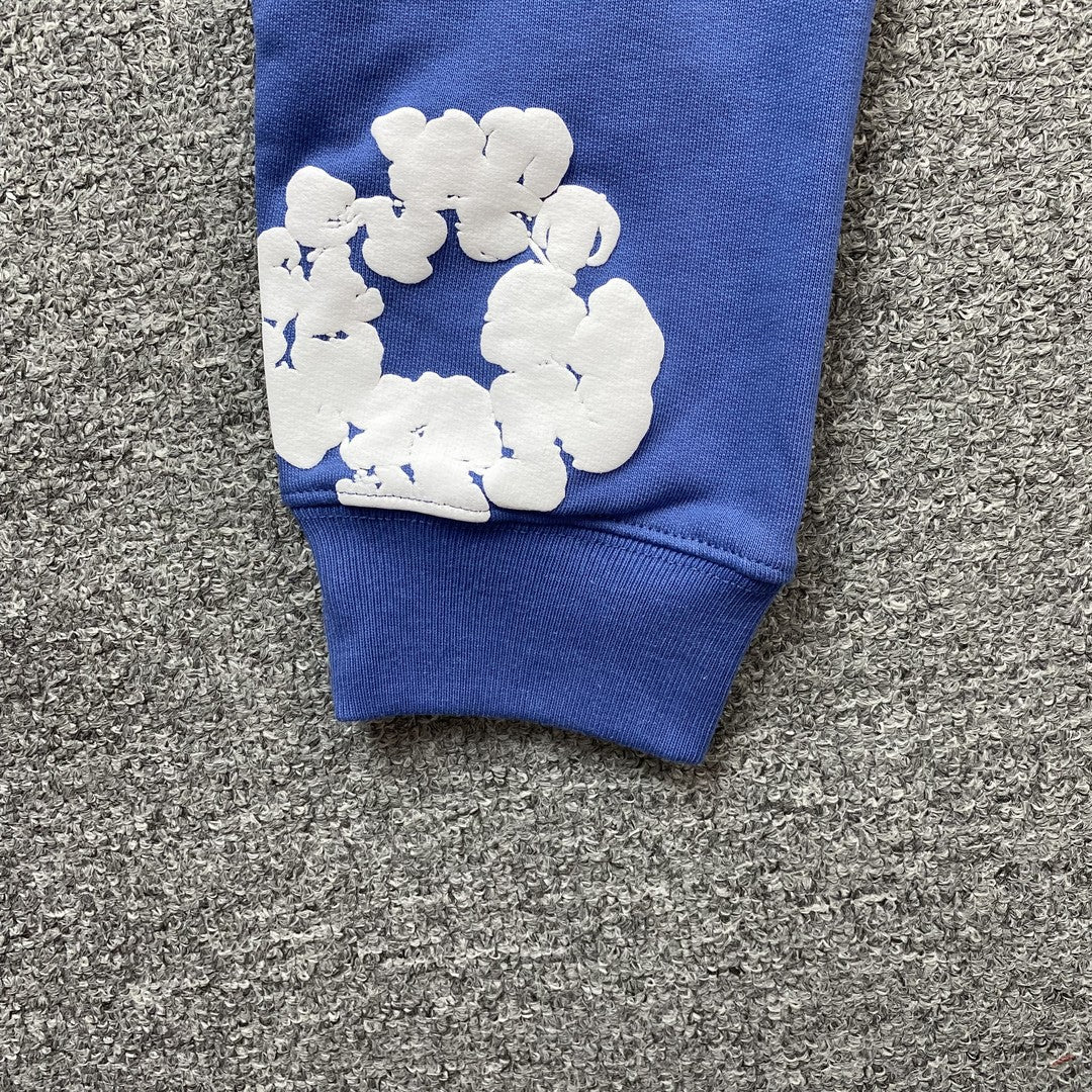 Denim Tears Unisex Hættetrøje Blomsterprint Blå Bomuldsblanding S-XL — Image 8