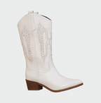 Brand Cowboy Støvler Læder Sort Hvid Brun Broderi Dame Western Støvler — Image 5