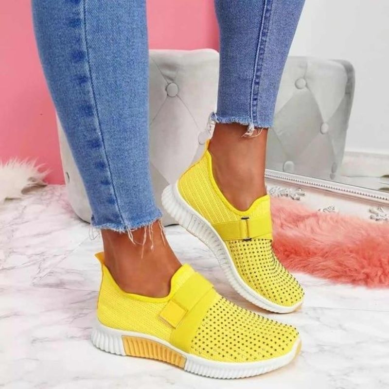 Unisex Slip-On Sneakers Åndbar Strik Elastisk Rem Forskellige Farver — Image 4