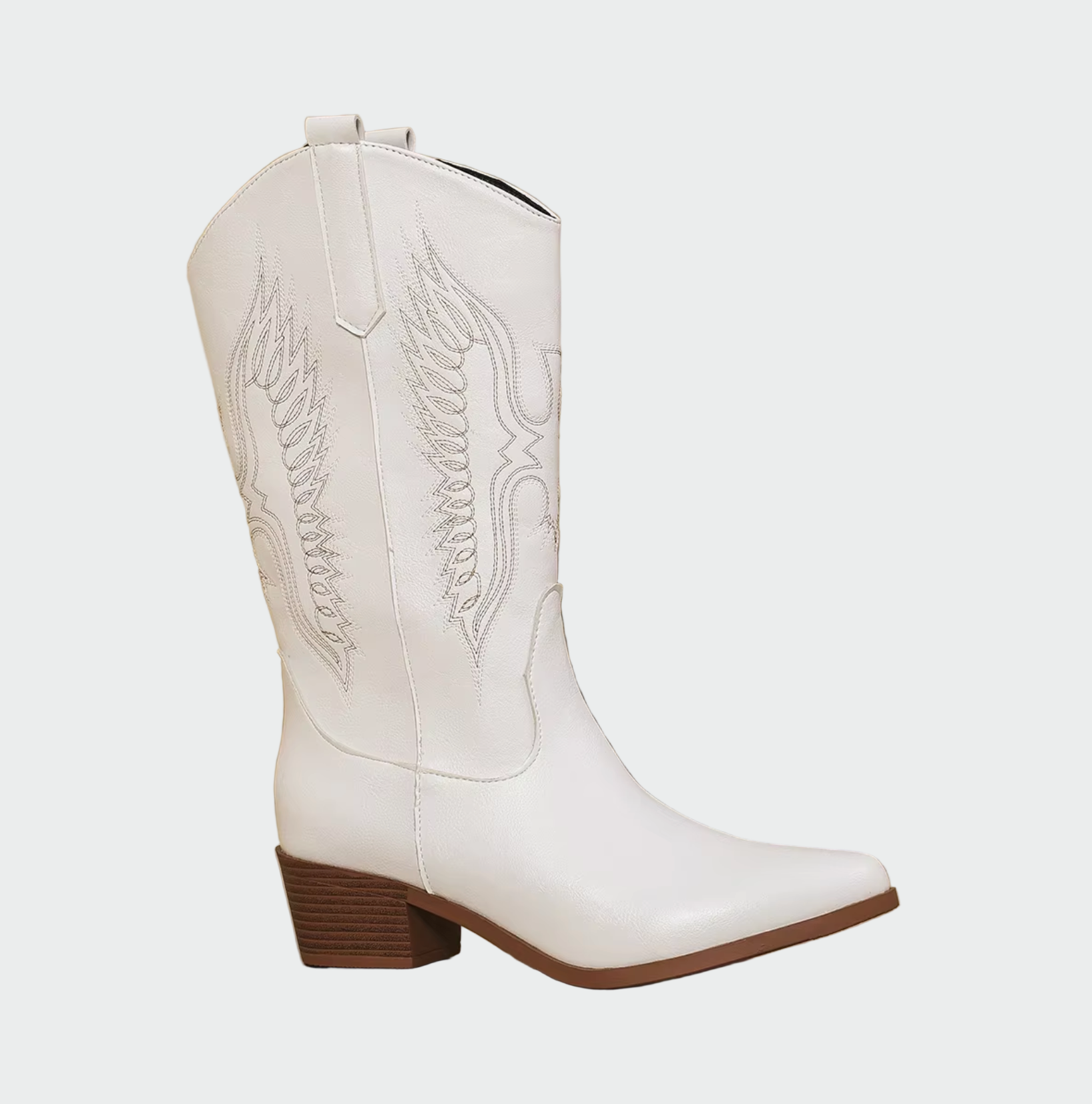 Brand Cowboy Støvler Læder Sort Hvid Brun Broderi Dame Western Støvler — Image 2