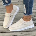 Dame Slip-On Linnedriversko Komfortable Åndbare Beige Sort Grå Letvægtssål — Image 6