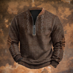 Herre Sweater med Lynlås og Albuelapper, Bomuldsblanding, Casual Strik Trøje — Image 4