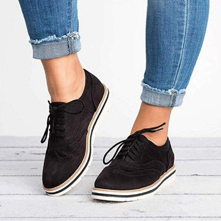 Elegant Suede Women's Brogues Shoes Pink Tan Navy Gray Black Comfortable Lace-Up — Image 10