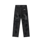Unisex Denim Jeans med Krydsbroderi i Blå og Sort Bomuld — Image 12
