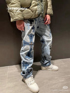 Unisex Denim Jeans med Krydsbroderi i Blå og Sort Bomuld — Image 7