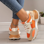 Dame Sneakers Åndbart Mesh Orange Beige Komfort Stødabsorberende Sportssko — Image 4