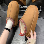 Unisex Vinter Slip-On Hjemmesko Fleeceforet Skridsikker Sål Broderet Kant — Image 3