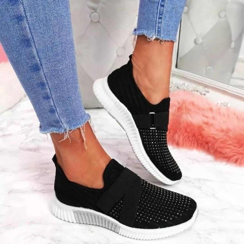 Unisex Slip-On Sneakers Åndbar Strik Elastisk Rem Forskellige Farver — Image 5