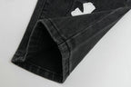 Stilfulde Herre Broderede Jeans Sort Denim Kryds Applikationer — Image 13