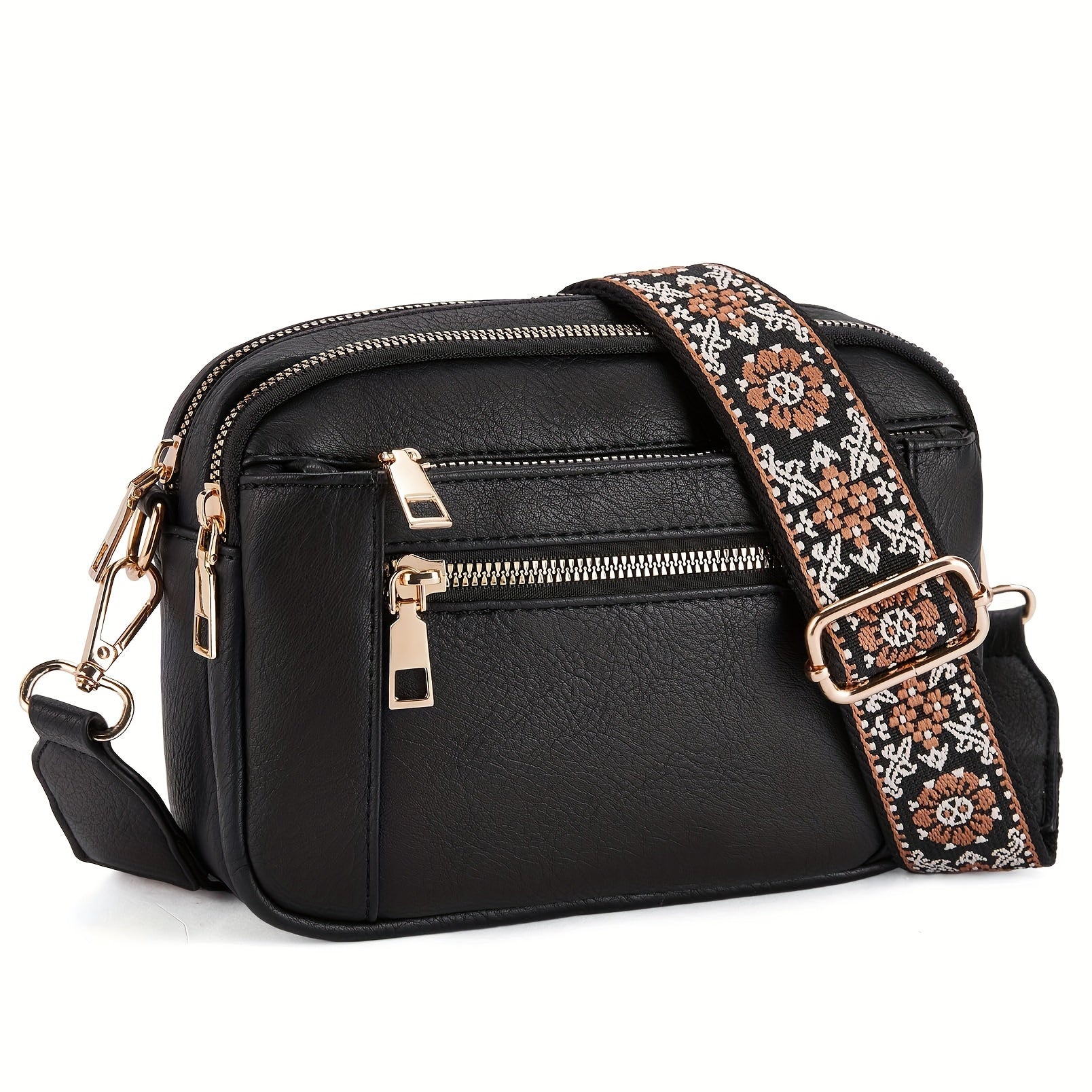 Dame Crossbody Taske PU Læder Justerbar Rem Brun — Image 3