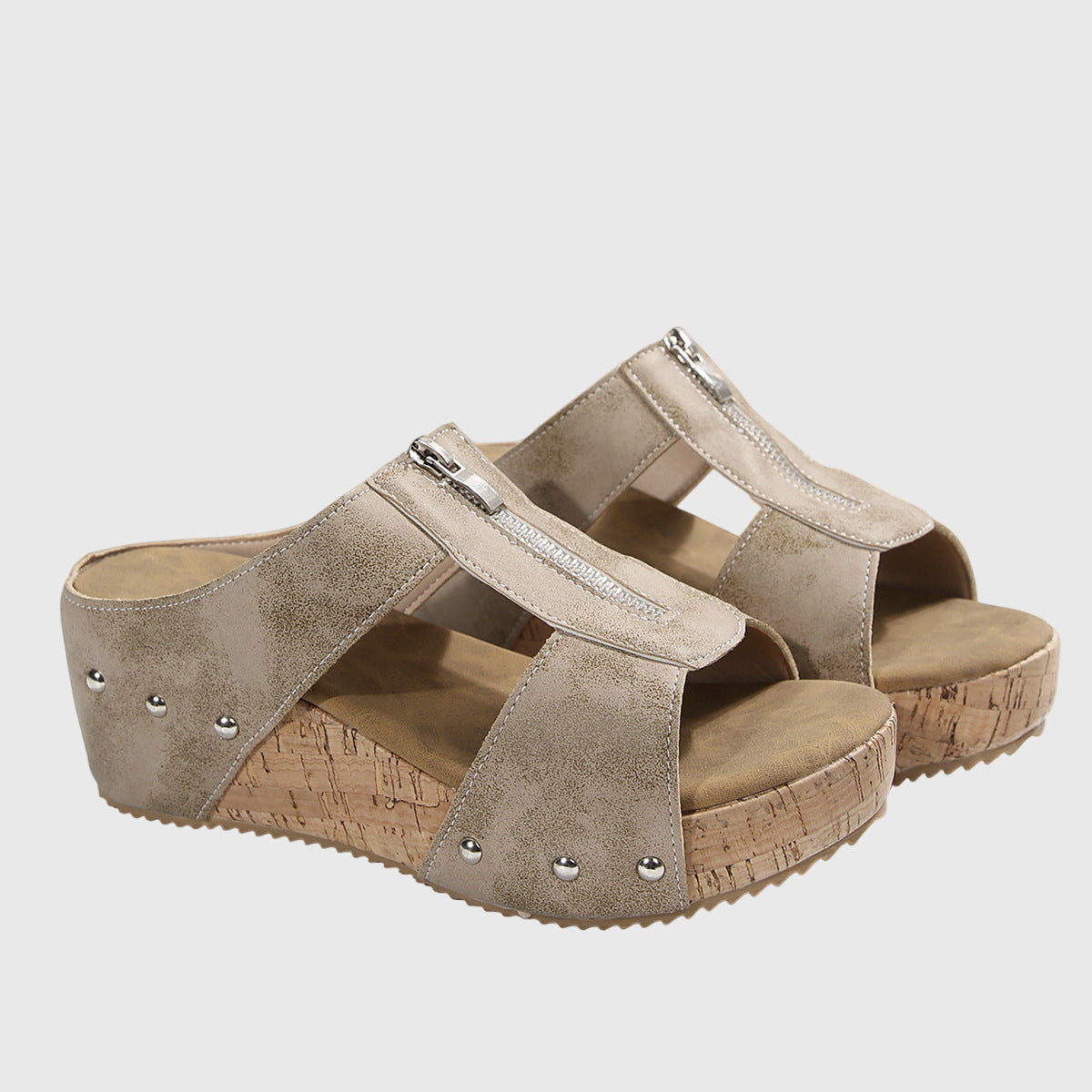 Women's Orthopaedic Sandals with Front Zip Closure for Summer