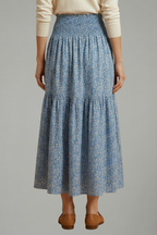 Women’s Skirt with Elastic Waistband and Floral Pattern