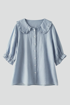 Women’s Shirt with Ruffled Collar and Buttons