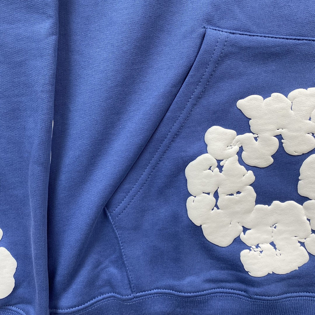 Denim Tears Unisex Hættetrøje Blomsterprint Blå Bomuldsblanding S-XL — Image 7