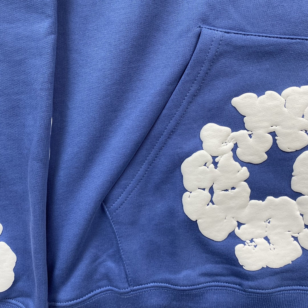 Denim Tears Unisex Hættetrøje Blomsterprint Blå Bomuldsblanding S-XL — Image 7
