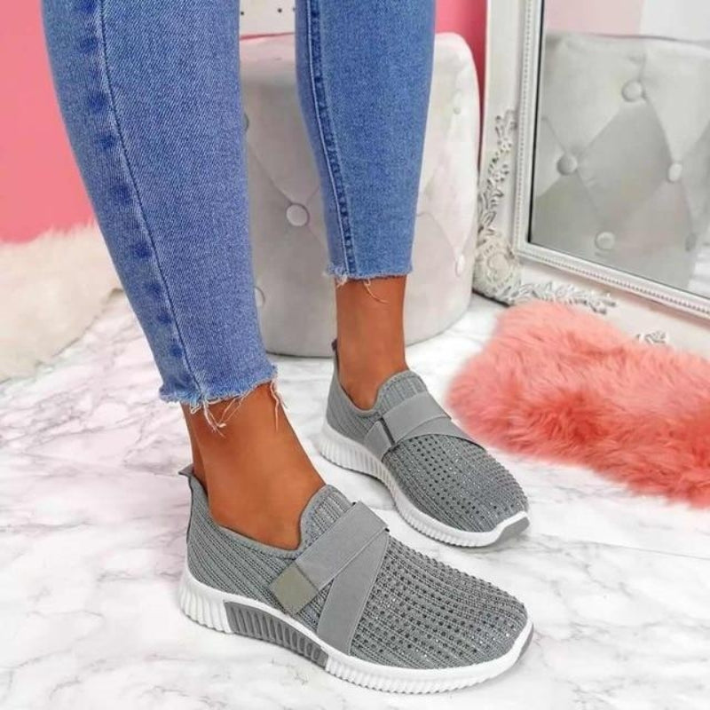 Unisex Slip-On Sneakers Åndbar Strik Elastisk Rem Forskellige Farver — Image 7