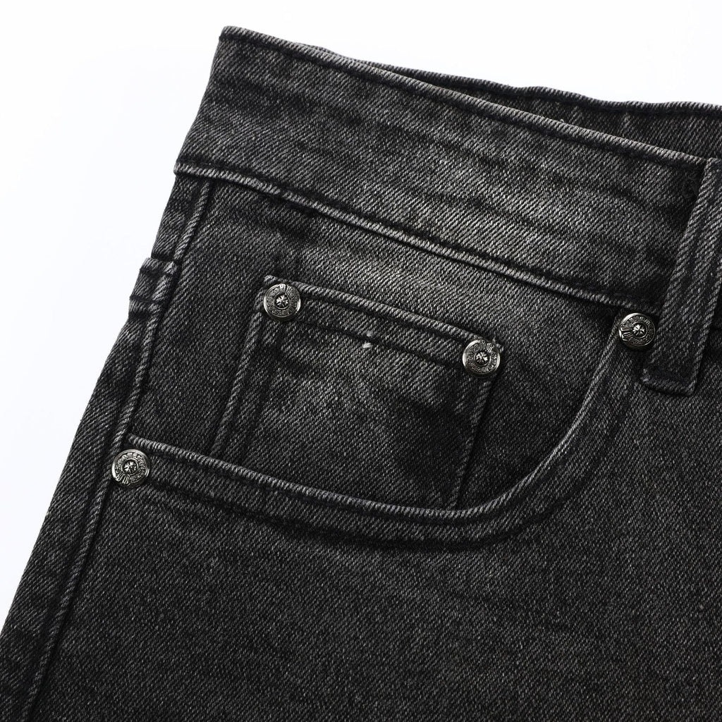 Unisex Denim Jeans med Krydsbroderi i Blå og Sort Bomuld — Image 15