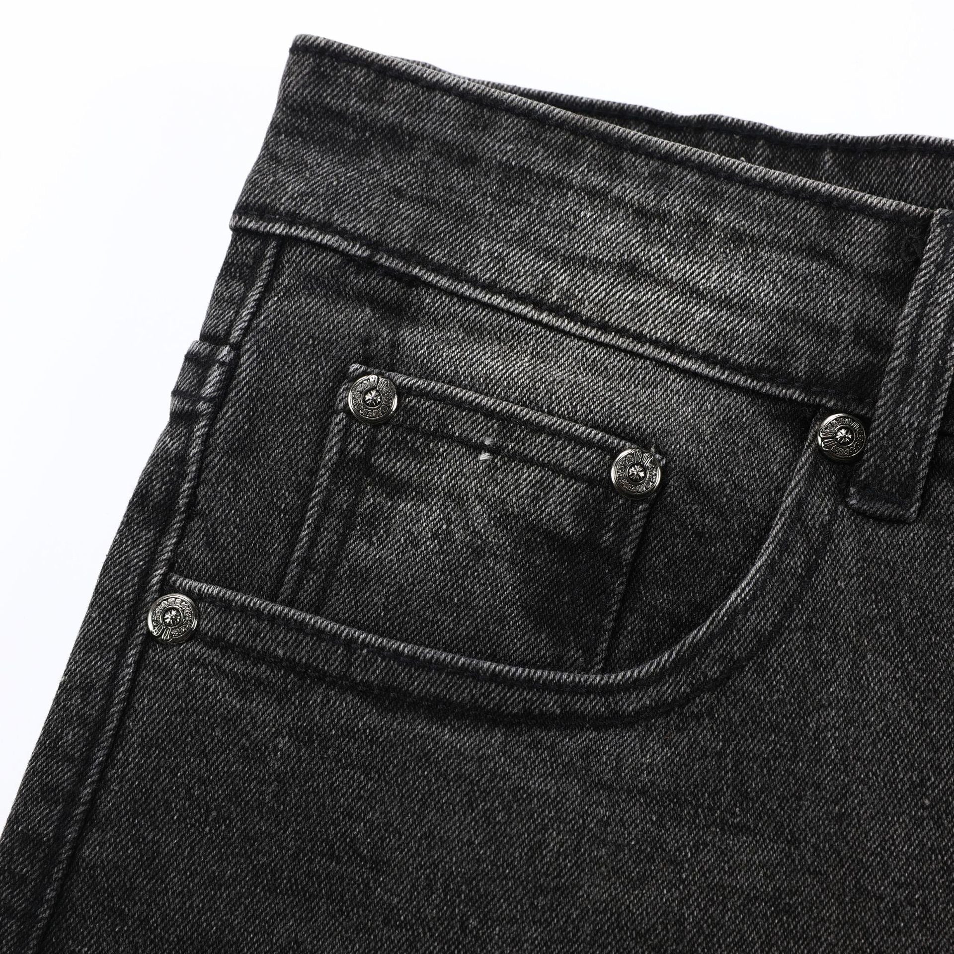 Unisex Denim Jeans med Krydsbroderi i Blå og Sort Bomuld — Image 15