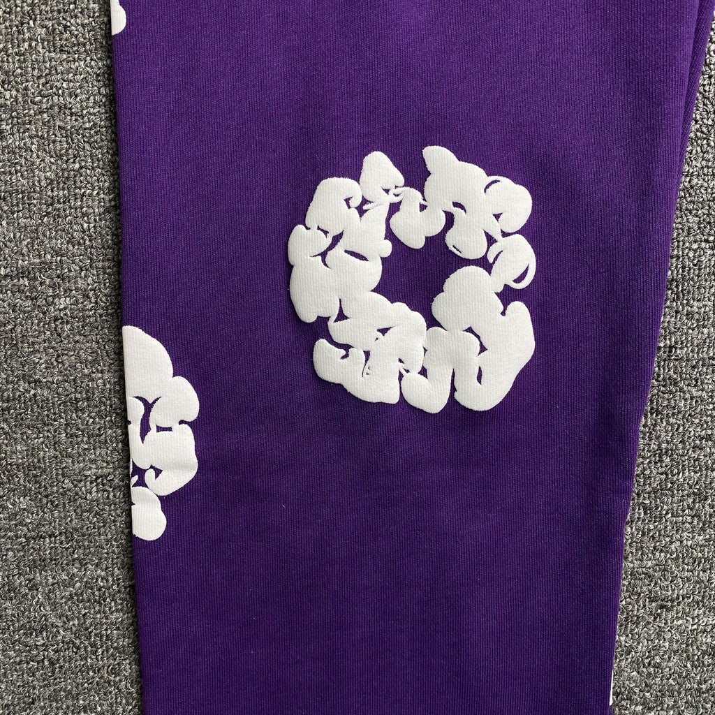 Unisex Sweatpants Bomuld Lilla Print Elastisk Talje — Image 4