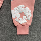 Unisex Hoodie med Blomsterprint i Rosa Bomuld – S-XL — Image 4