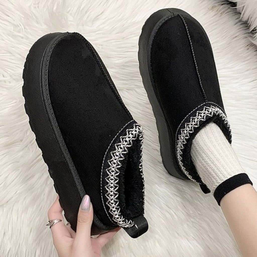 Unisex Vinter Slip-On Hjemmesko Fleeceforet Skridsikker Sål Broderet Kant — Image 5
