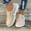 Dame Slip-On Linnedriversko Komfortable Åndbare Beige Sort Grå Letvægtssål — Main Image