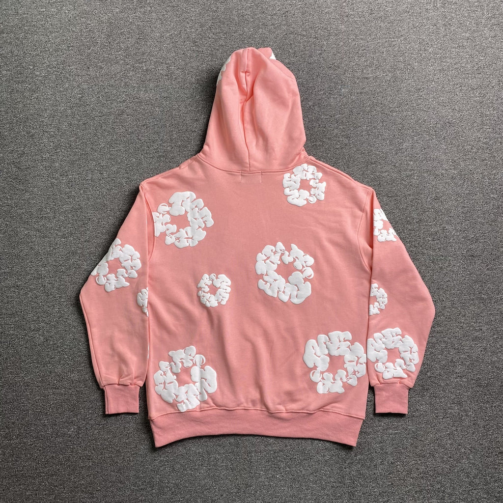 Unisex Hoodie med Blomsterprint i Rosa Bomuld – S-XL — Image 2