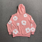 Unisex Hoodie med Blomsterprint i Rosa Bomuld – S-XL — Image 2